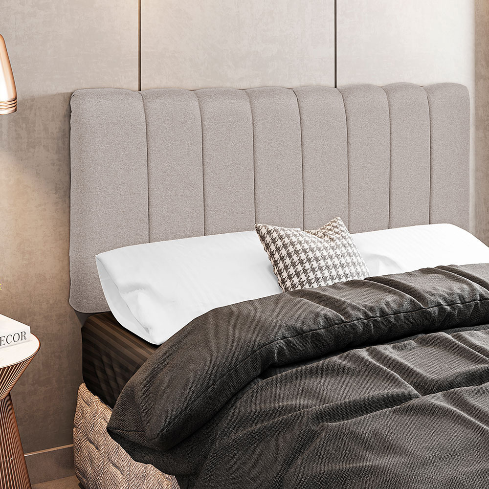 Cabeceira Cama Box Painel Solteiro 100 cm Dubai W01 Linho Bege - Lyam Decor