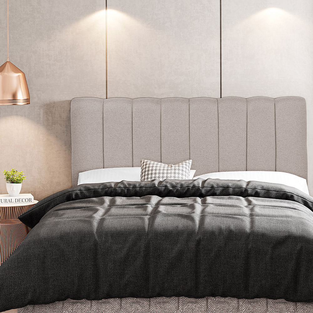 Cabeceira Cama Box Painel Solteiro 100 cm Dubai W01 Linho Bege - Lyam Decor