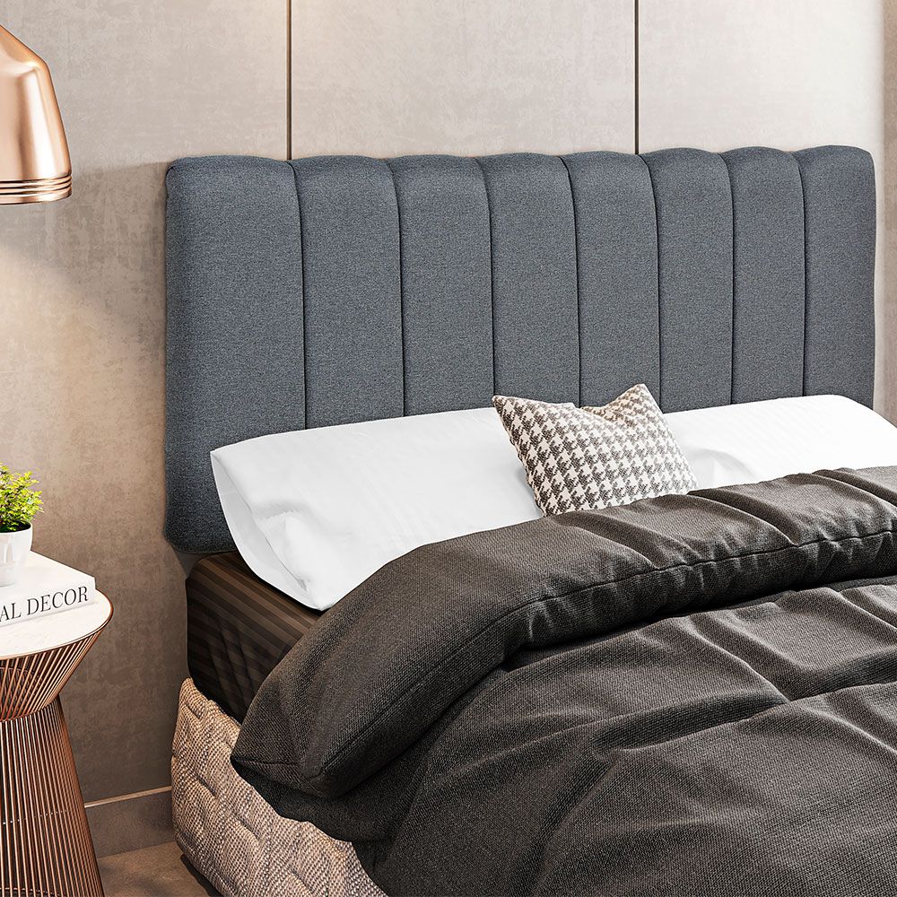 Cabeceira Cama Box Painel Solteiro 100 cm Dubai W01 Linho Chumbo - Lyam Decor