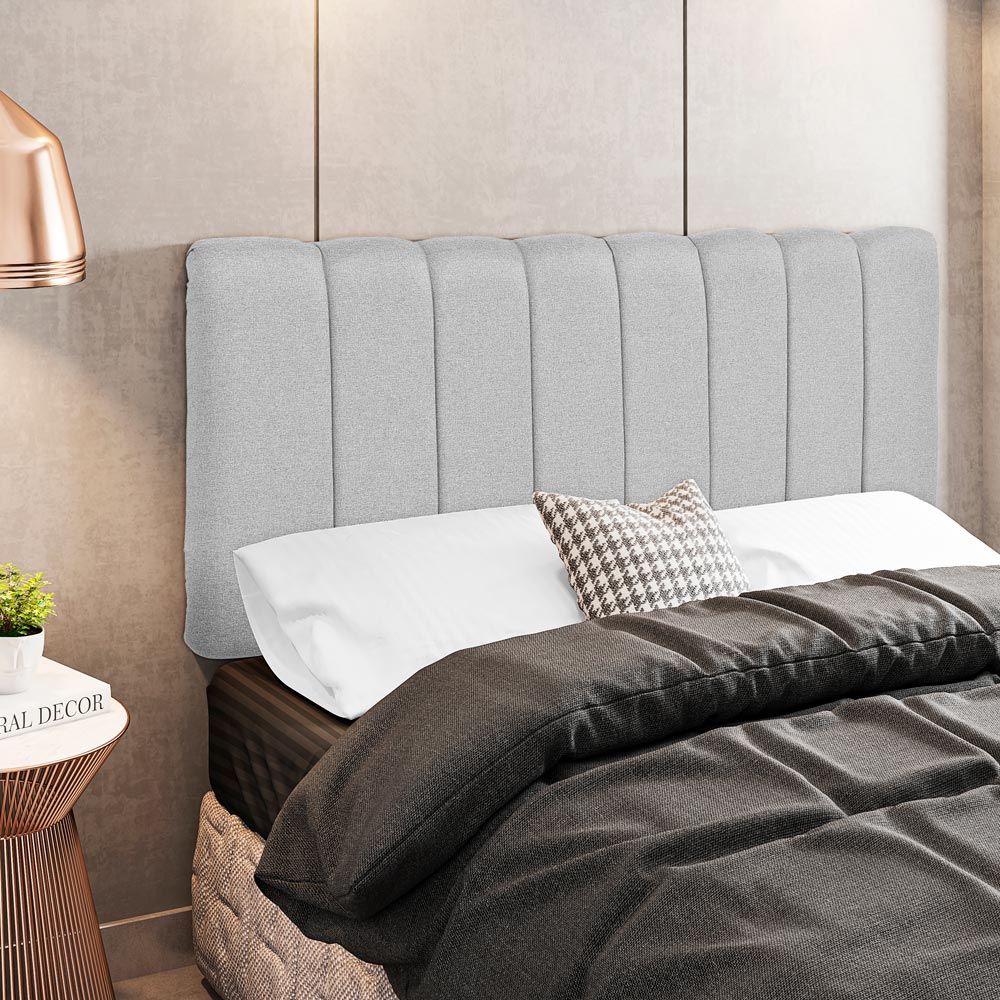 Cabeceira Cama Box Painel Solteiro 100 cm Dubai W01 Linho Cinza  - Lyam Decor