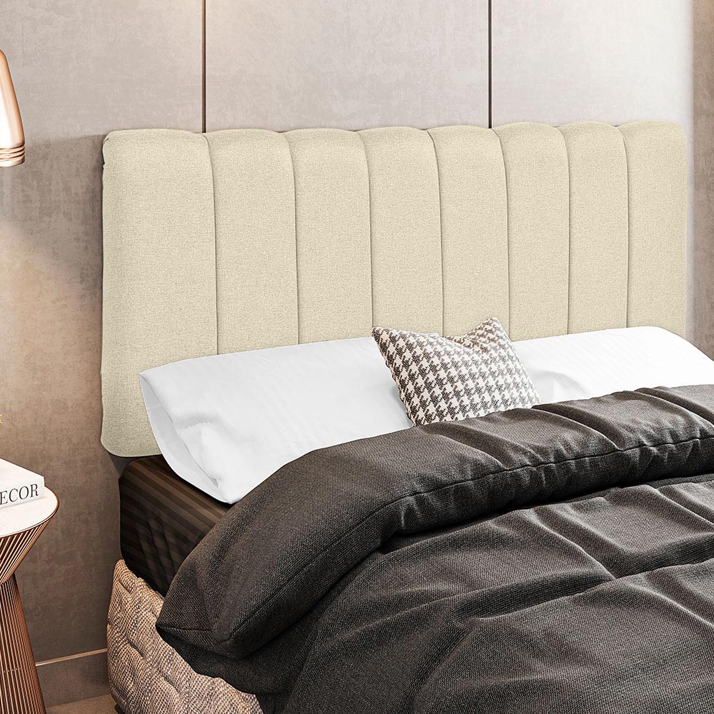 Cabeceira Cama Box Painel Solteiro 100 cm Dubai W01 Linho Cru  - Lyam Decor