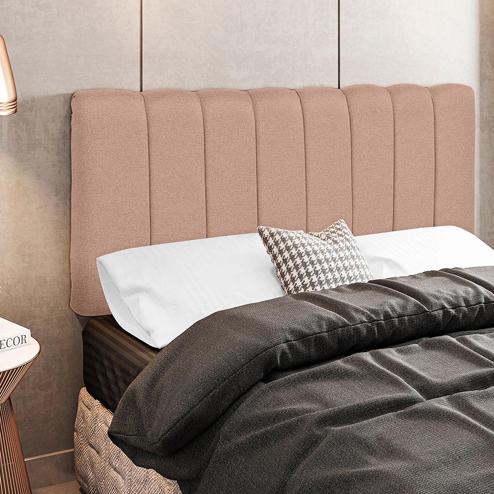 Cabeceira Cama Box Painel Solteiro 100 cm Dubai W01 Linho Rosê  - Lyam Decor