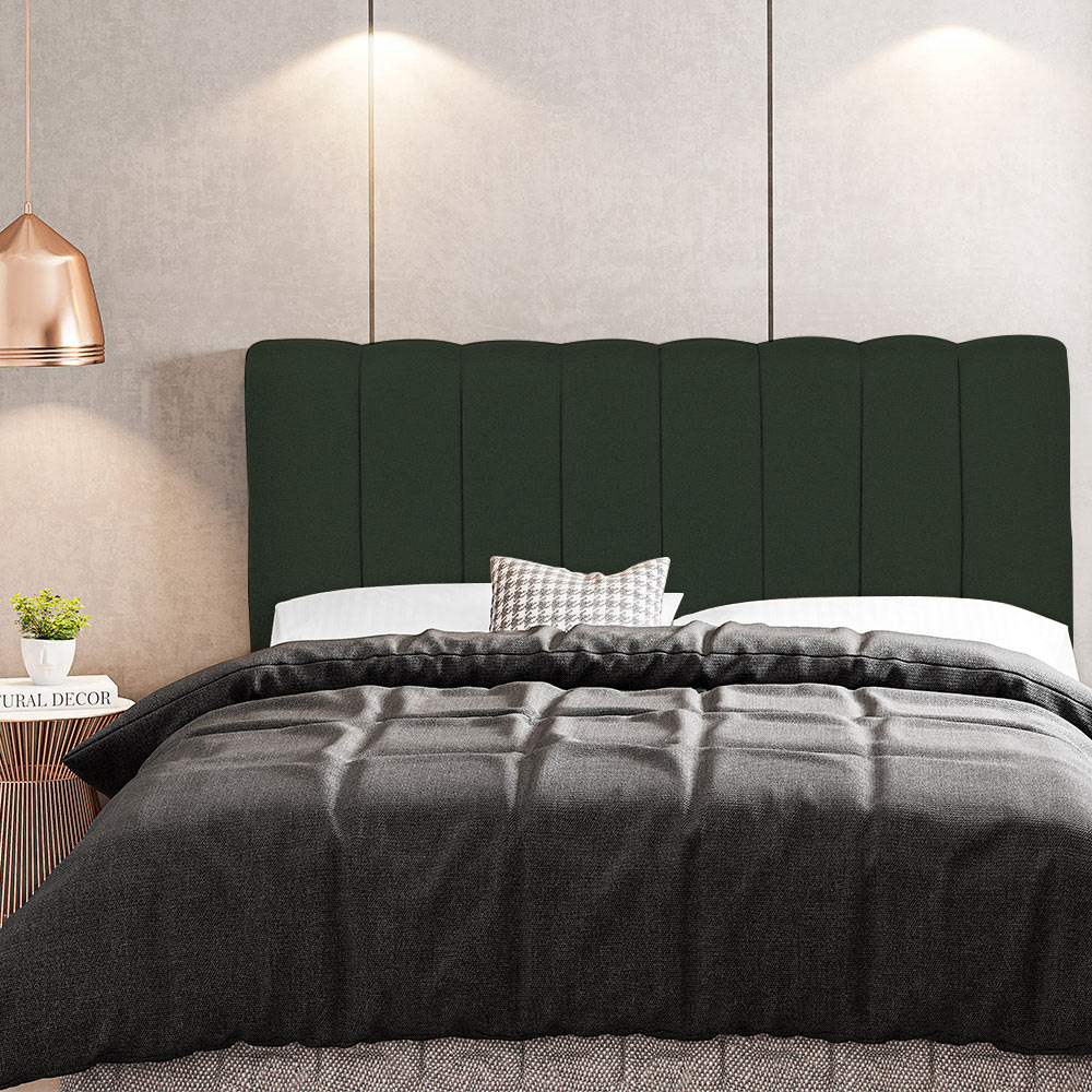 Cabeceira Cama Box Painel Solteiro 100 cm Dubai W01 Linho Verde Musgo  - Lyam Decor