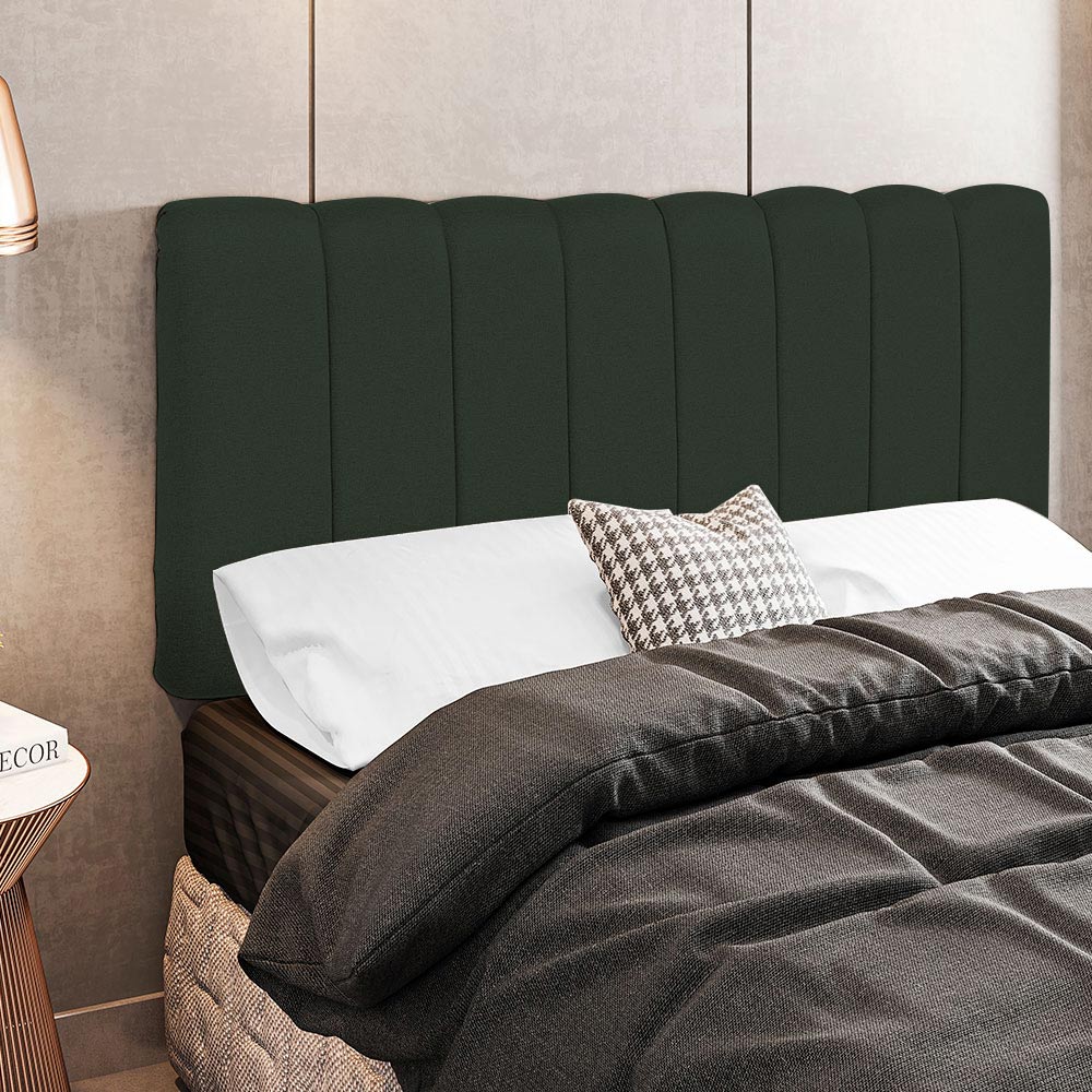 Cabeceira Cama Box Painel Solteiro 100 cm Dubai W01 Linho Verde Musgo  - Lyam Decor