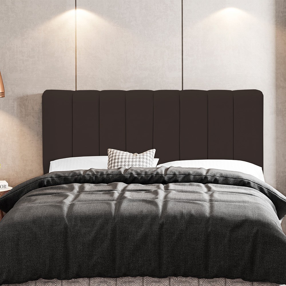 Cabeceira Cama Box Painel Solteiro 100 cm Dubai W01 Suede Marrom - Lyam Decor