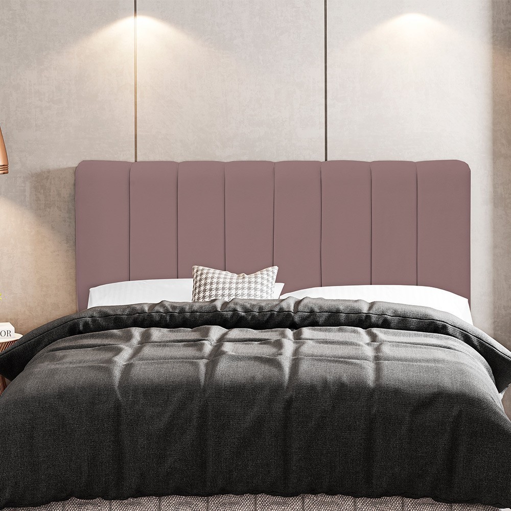 Cabeceira Cama Box Painel Solteiro 100 cm Dubai W01 Suede Rosê - Lyam Decor