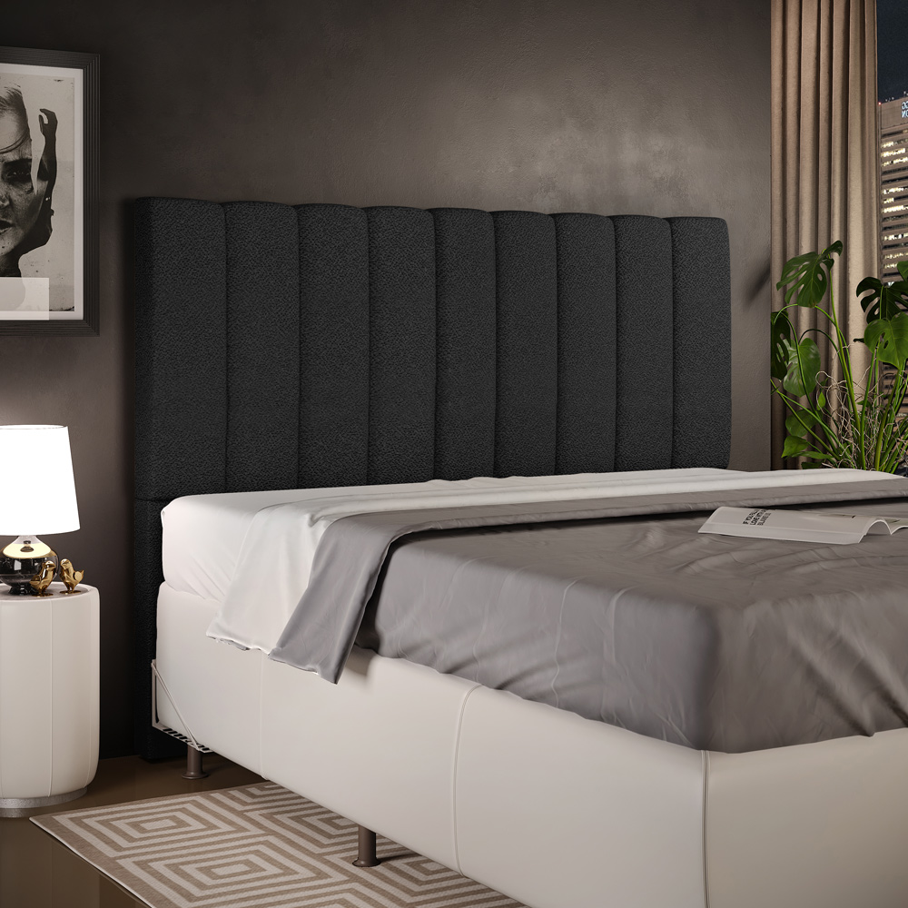 Cabeceira Cama Box Queen 160 cm Dália W01 Poliéster Preto - Lyam