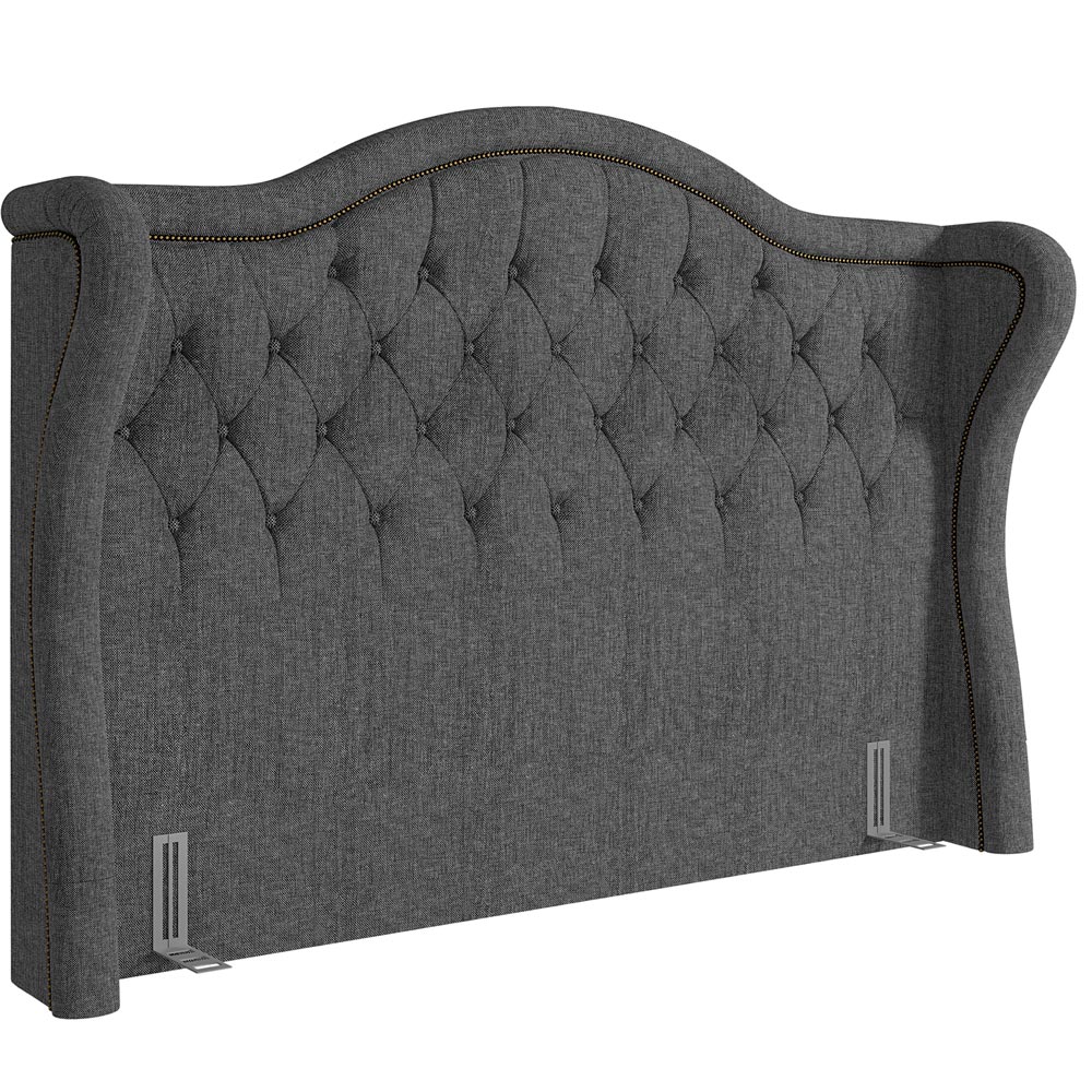 Cabeceira Cama Box Queen 160 cm P05 Lisboa Linho Cinza Escuro - Lyam Decor