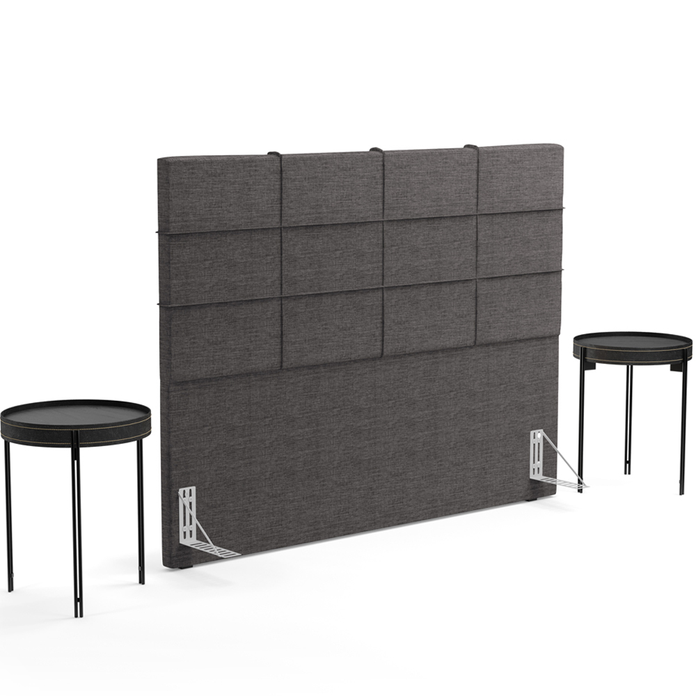 Cabeceira Cama Box Queen 160 cm Roma W01 Linho Cinza Escuro - Lyam