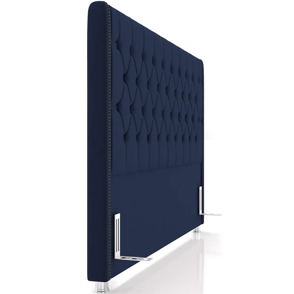 Cabeceira Cama Box Queen 160cm Estofada Frizza P05 Veludo Azul Marinho - Lyam Decor