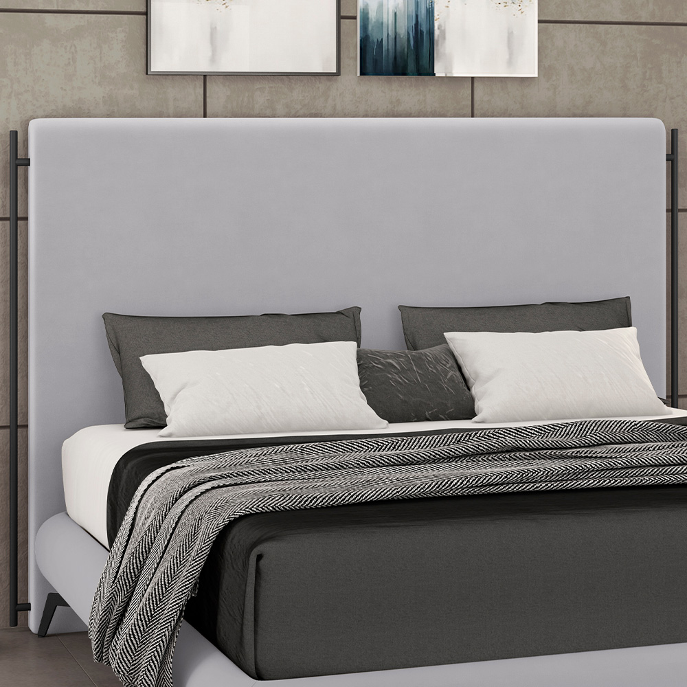 Cabeceira Cama Box Queen 160cm Estofada Goya P05 Veludo Cinza - Lyam Decor