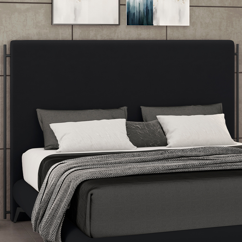 Cabeceira Cama Box Queen 160cm Estofada Goya P05 Veludo Preto - Lyam Decor