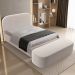 Cabeceira Cama Box Queen 160cm Lanna com Puff Recamier Doha W01 Bouclê Creme - Lyam Decor
