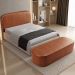 Cabeceira Cama Box Queen 160cm Lanna com Puff Recamier Doha W01 Couríssimo Camel - Lyam Decor