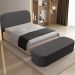 Cabeceira Cama Box Queen 160cm Lanna com Puff Recamier Doha W01 Linho Cinza Escuro - Lyam Decor