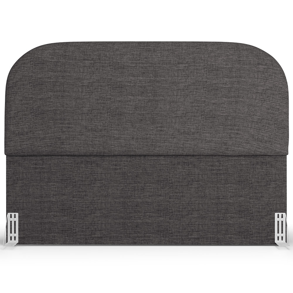 Cabeceira Cama Box Queen 160cm Lanna com Puff Recamier Doha W01 Linho Cinza Escuro - Lyam Decor