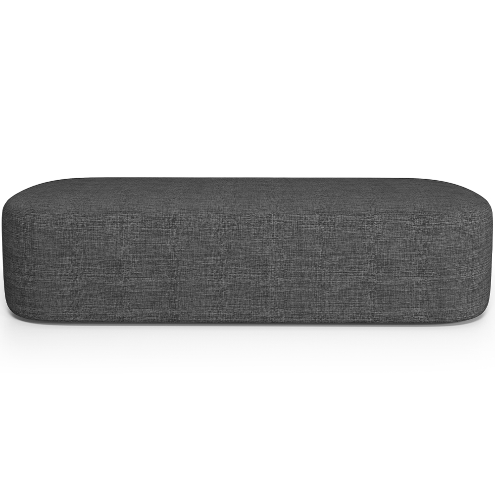 Cabeceira Cama Box Queen 160cm Lanna com Puff Recamier Doha W01 Linho Cinza Escuro - Lyam Decor