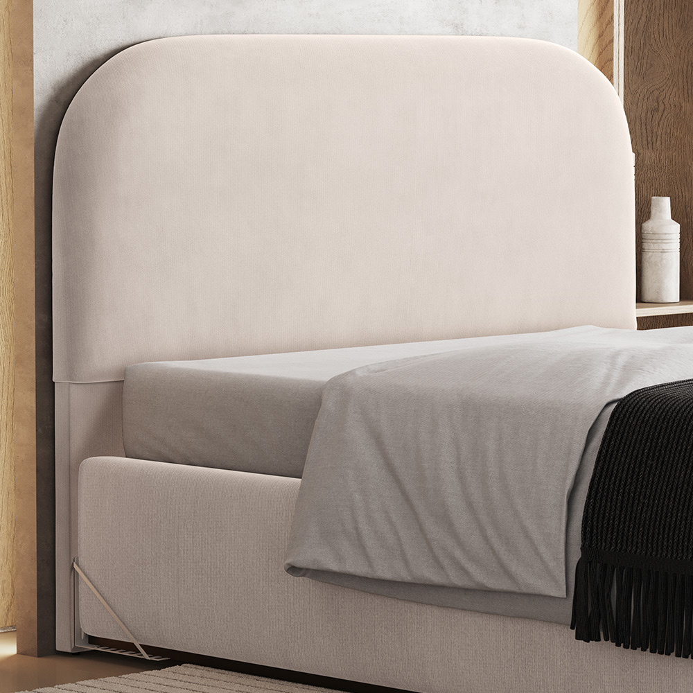 Cabeceira Cama Box Queen 160cm Orgânica Lanna W01 Suede Bege - Lyam Decor