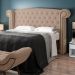 Cabeceira Cama Box Queen com Tachas 160 cm Sofia P05 Veludo Bege - Lyam Decor