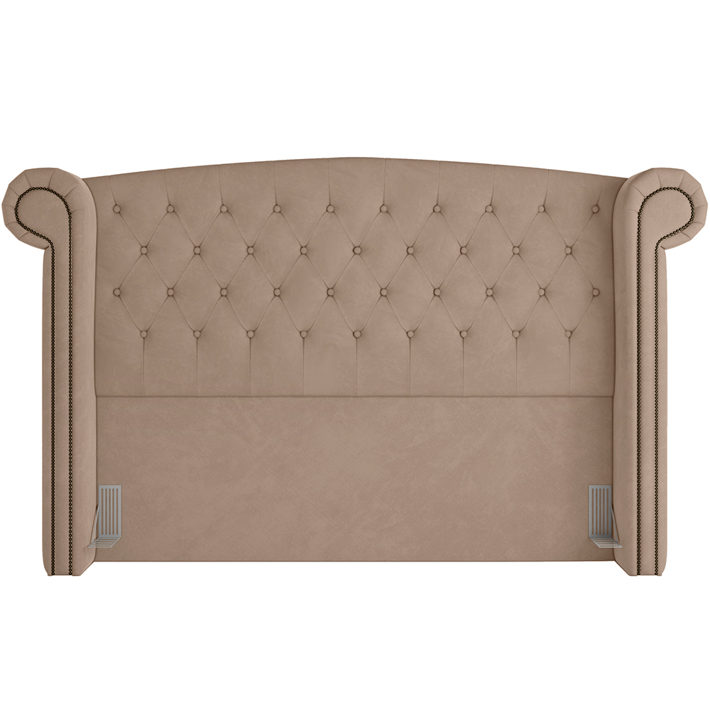 Cabeceira Cama Box Queen com Tachas 160 cm Sofia P05 Veludo Bege - Lyam Decor