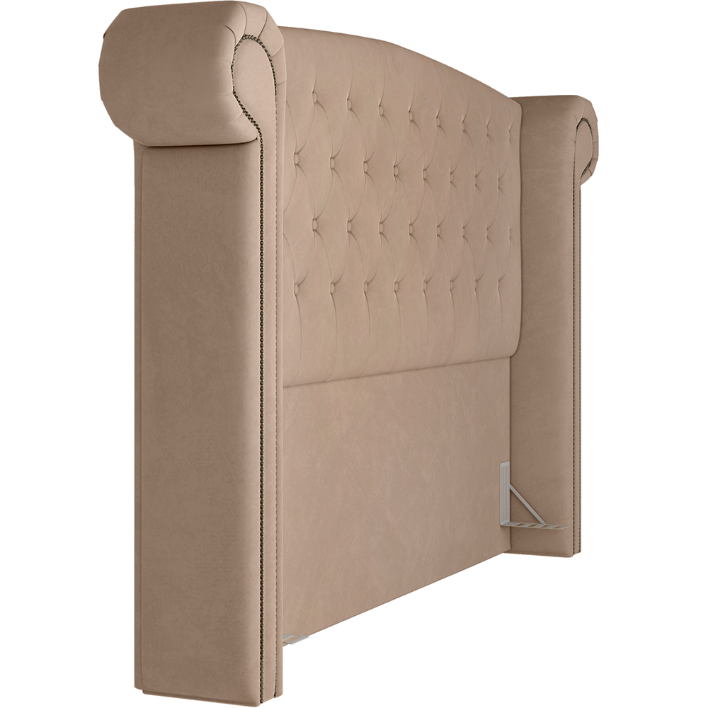 Cabeceira Cama Box Queen com Tachas 160 cm Sofia P05 Veludo Bege - Lyam Decor