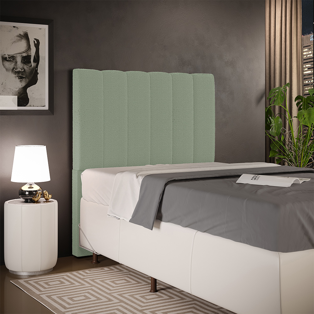 Cabeceira Cama Box Solteiro 100 cm Dália W01 Bouclê Oliva - Lyam Decor