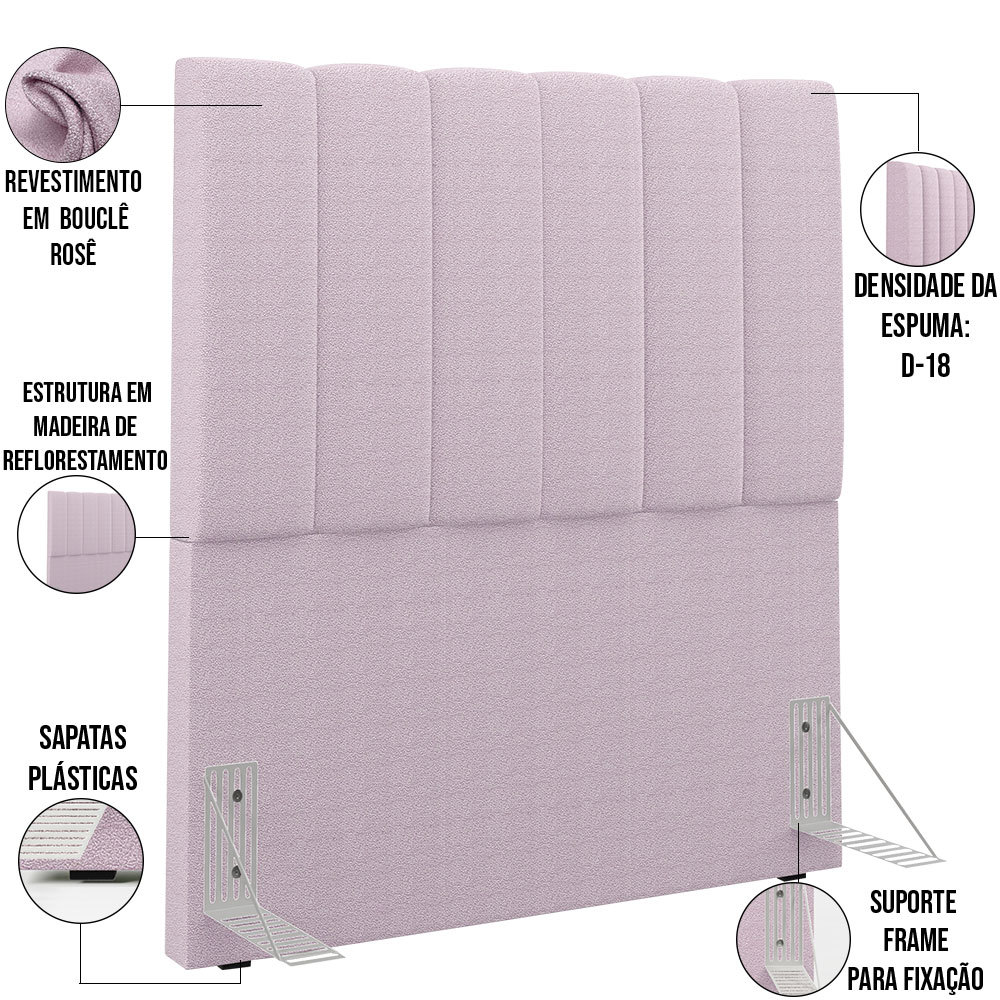 Cabeceira Cama Box Solteiro 100 cm Dália W01 Bouclê Rosê - Lyam Decor