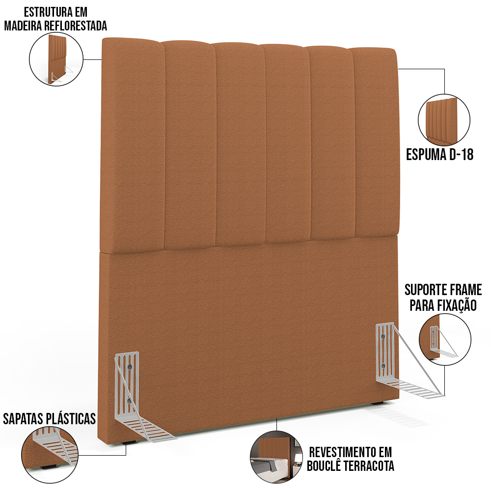 Cabeceira Cama Box Solteiro 100 cm Dália W01 Bouclê Terracota - Lyam Decor