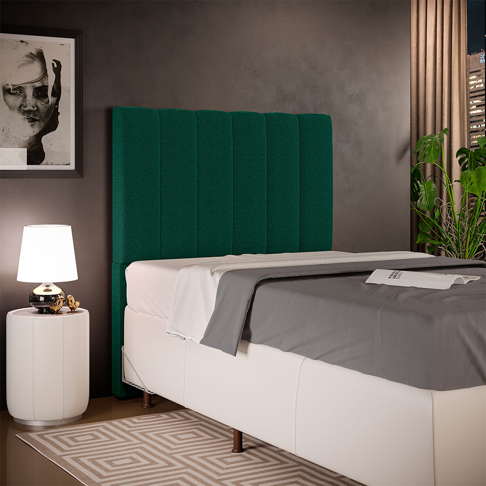 Cabeceira Cama Box Solteiro 100 cm Dália W01 Bouclê Verde - Lyam Decor