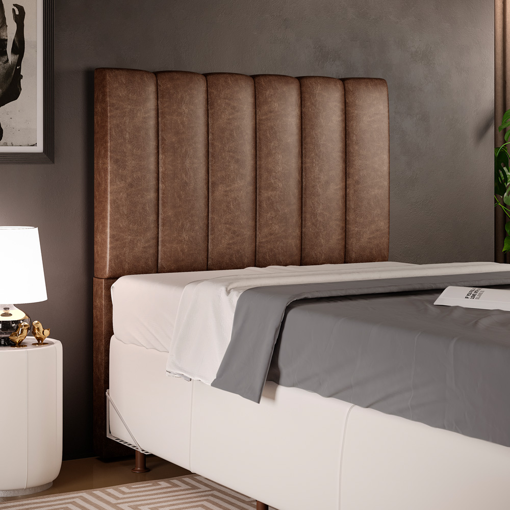 Cabeceira Cama Box Solteiro 100 cm Dália W01 Couríssimo Marrom - Lyam Decor