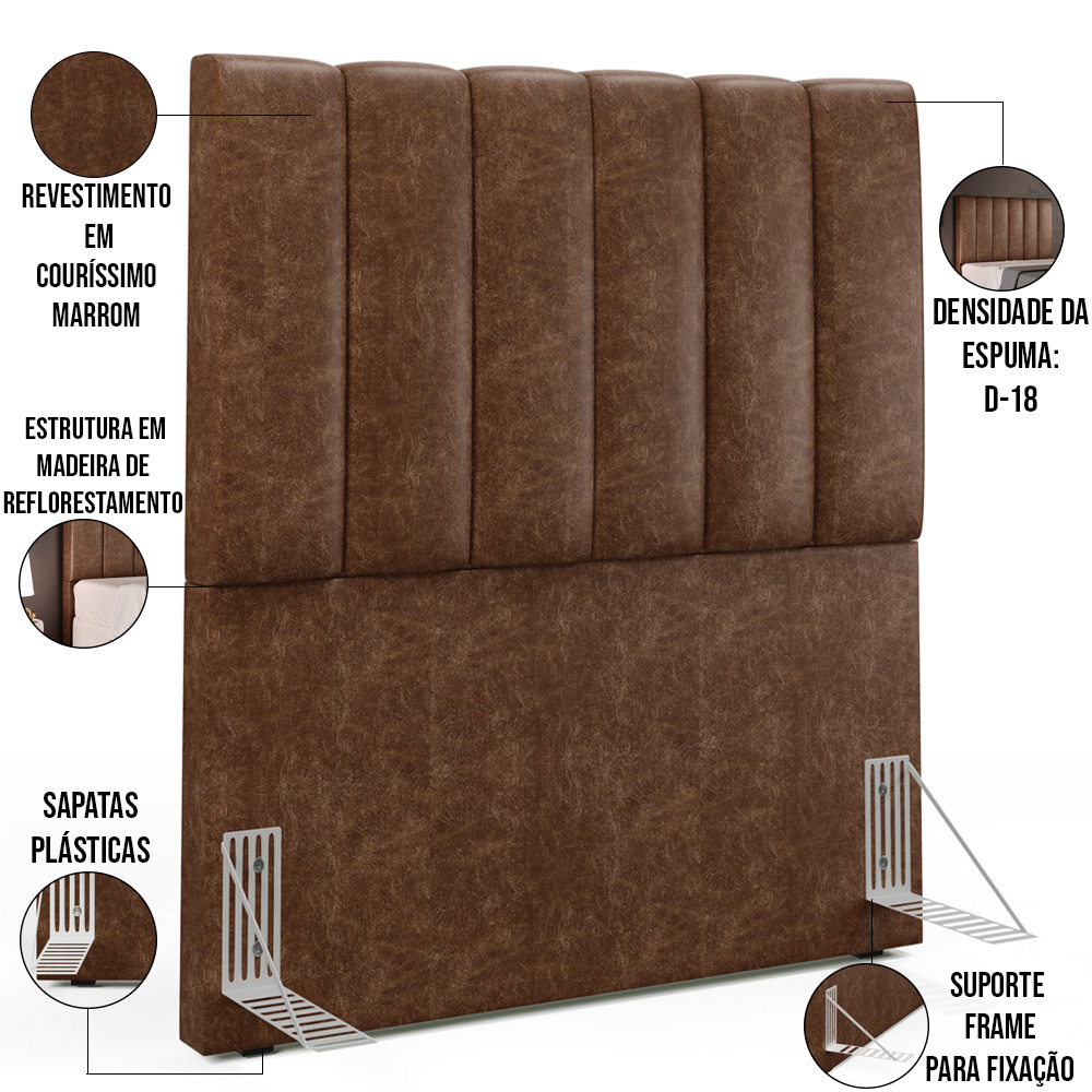 Cabeceira Cama Box Solteiro 100 cm Dália W01 Couríssimo Marrom - Lyam Decor