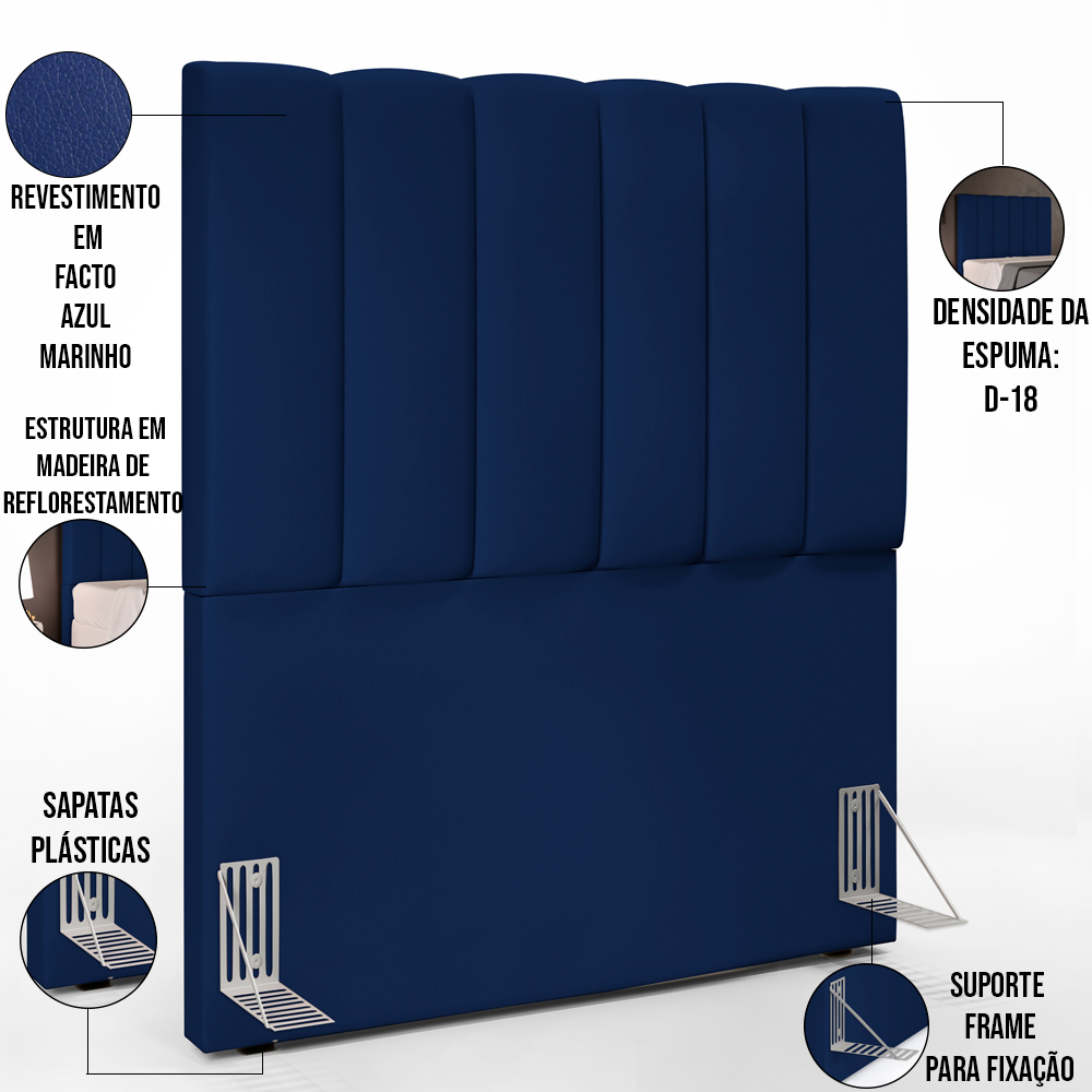 Cabeceira Cama Box Solteiro 100 cm Dália W01 Facto Azul Marinho - Lyam Decor
