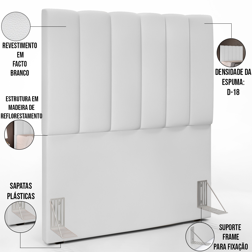 Cabeceira Cama Box Solteiro 100 cm Dália W01 Facto Branco - Lyam Decor
