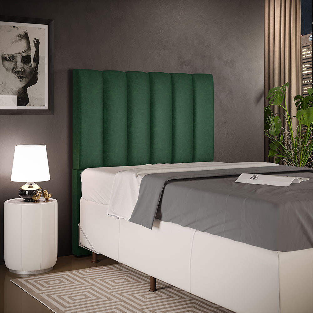 Cabeceira Cama Box Solteiro 100 cm Dália W01 Facto Verde Musgo - Lyam Decor