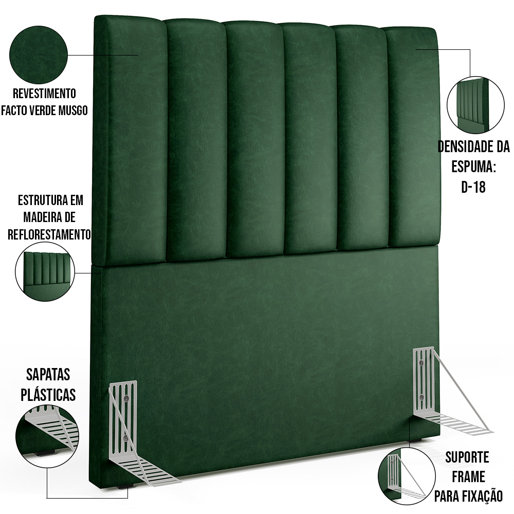 Cabeceira Cama Box Solteiro 100 cm Dália W01 Facto Verde Musgo - Lyam Decor