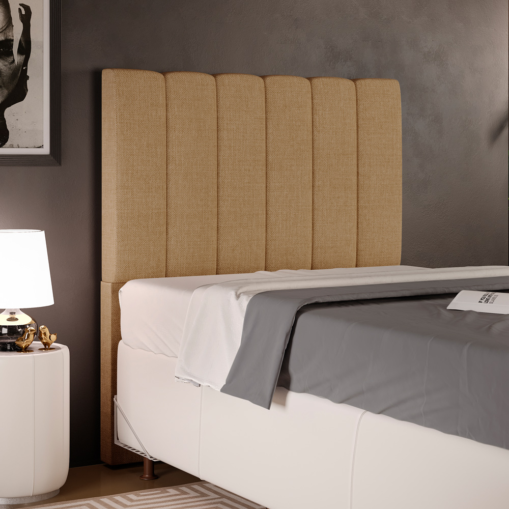 Cabeceira Cama Box Solteiro 100 cm Dália W01 Linho Bege Escuro - Lyam Decor