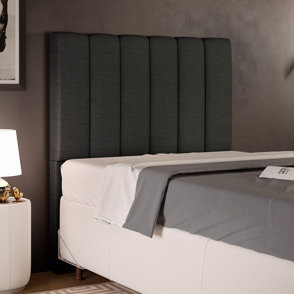 Cabeceira Cama Box Solteiro 100 cm Dália W01 Linho Chumbo - Lyam Decor
