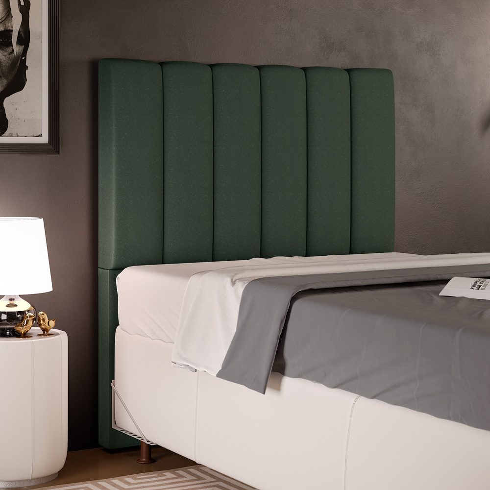 Cabeceira Cama Box Solteiro 100 cm Dália W01 Linho Verde Musgo - Lyam Decor
