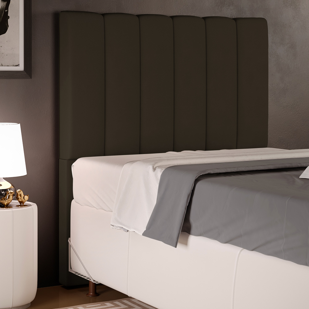 Cabeceira Cama Box Solteiro 100 cm Dália W01 Suede Marrom - Lyam Decor