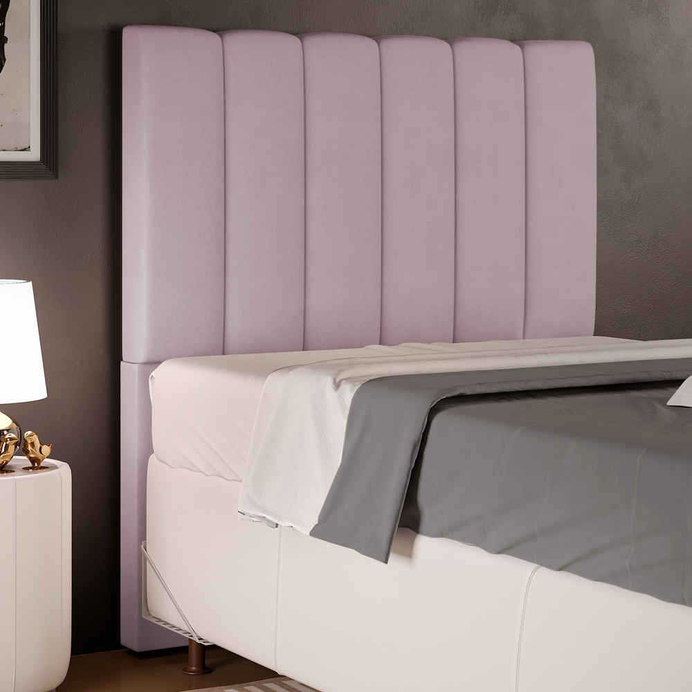 Cabeceira Cama Box Solteiro 100 cm Dália W01 Suede Rosê - Lyam Decor