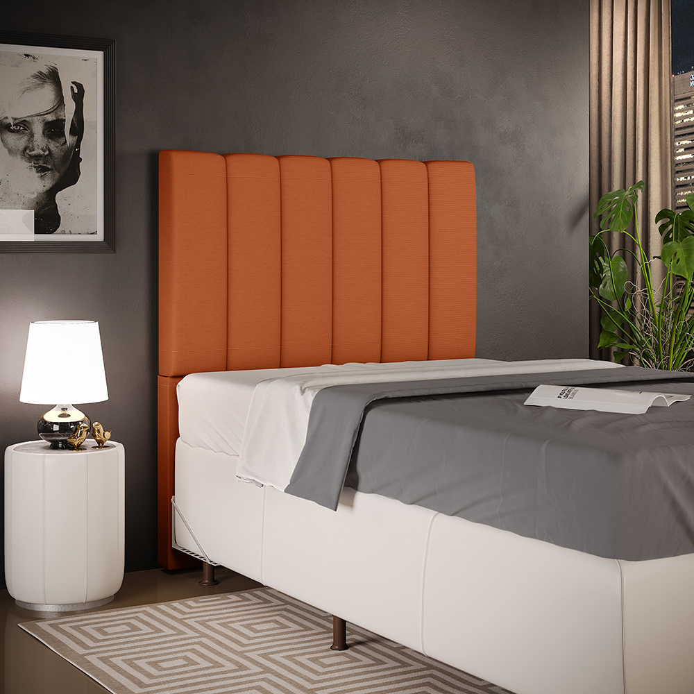 Cabeceira Cama Box Solteiro 100 cm Dália W01 Tecido Terracota - Lyam Decor