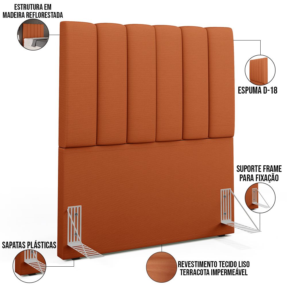 Cabeceira Cama Box Solteiro 100 cm Dália W01 Tecido Terracota - Lyam Decor