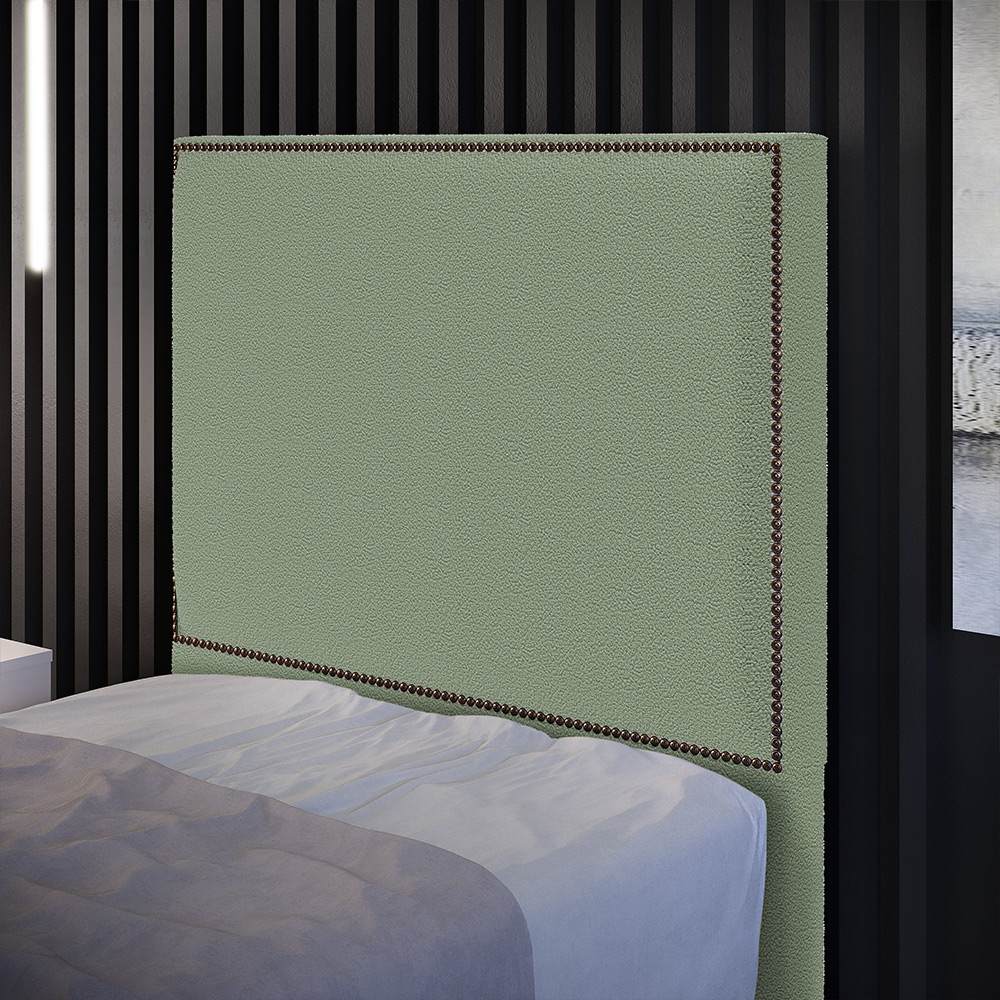 Cabeceira Cama Box Solteiro Com Tachas 100 cm Vicenza L02 Bouclê Oliva - Lyam Decor