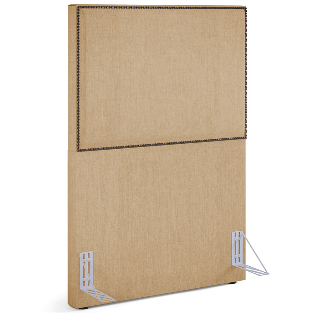 Cabeceira Cama Box Solteiro Com Tachas 100 cm Vicenza L02 Linho Bege Escuro - Lyam Decor