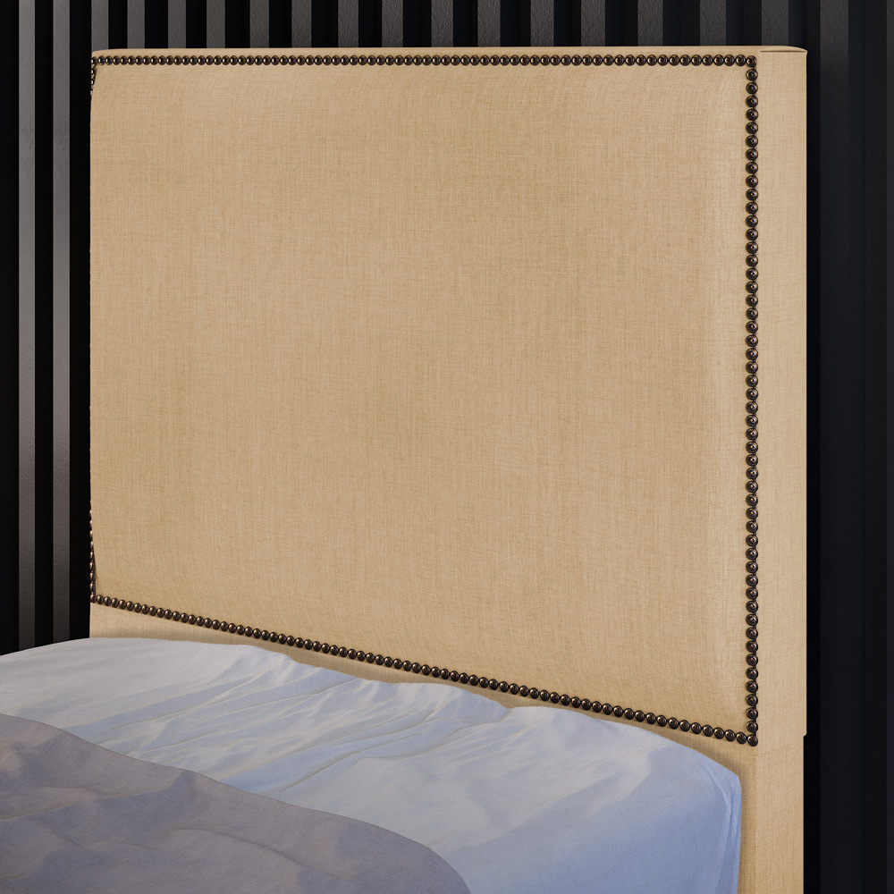 Cabeceira Cama Box Solteiro Com Tachas 100 cm Vicenza L02 Linho Bege Escuro - Lyam Decor