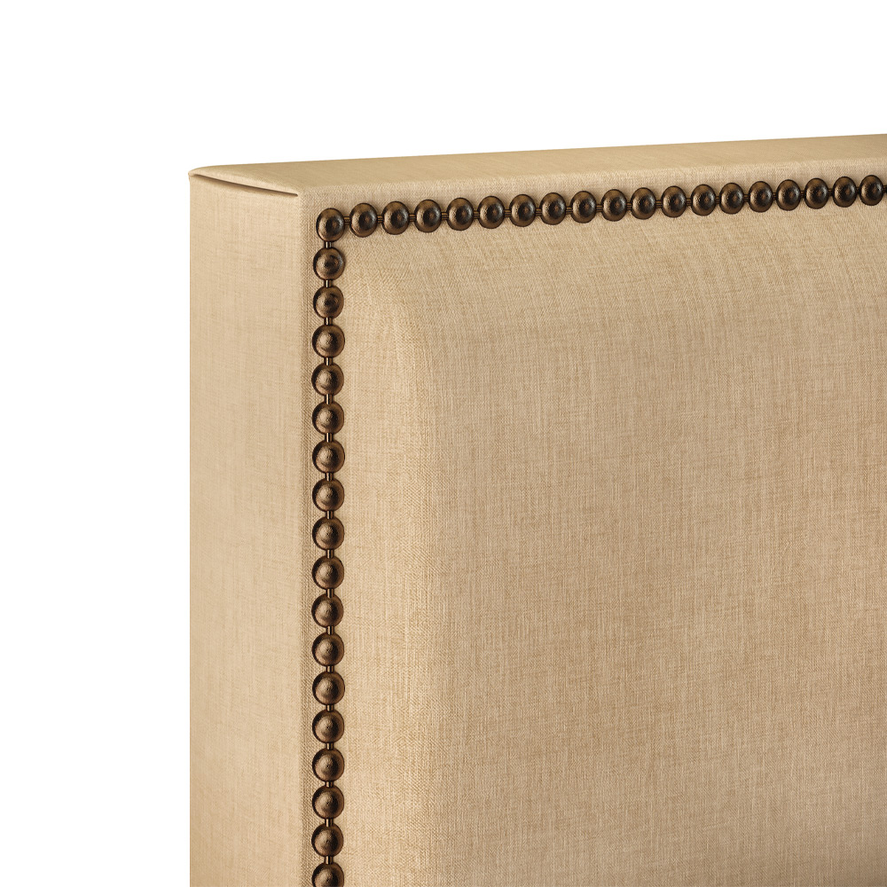Cabeceira Cama Box Solteiro Com Tachas 100 cm Vicenza L02 Linho Bege Escuro - Lyam Decor