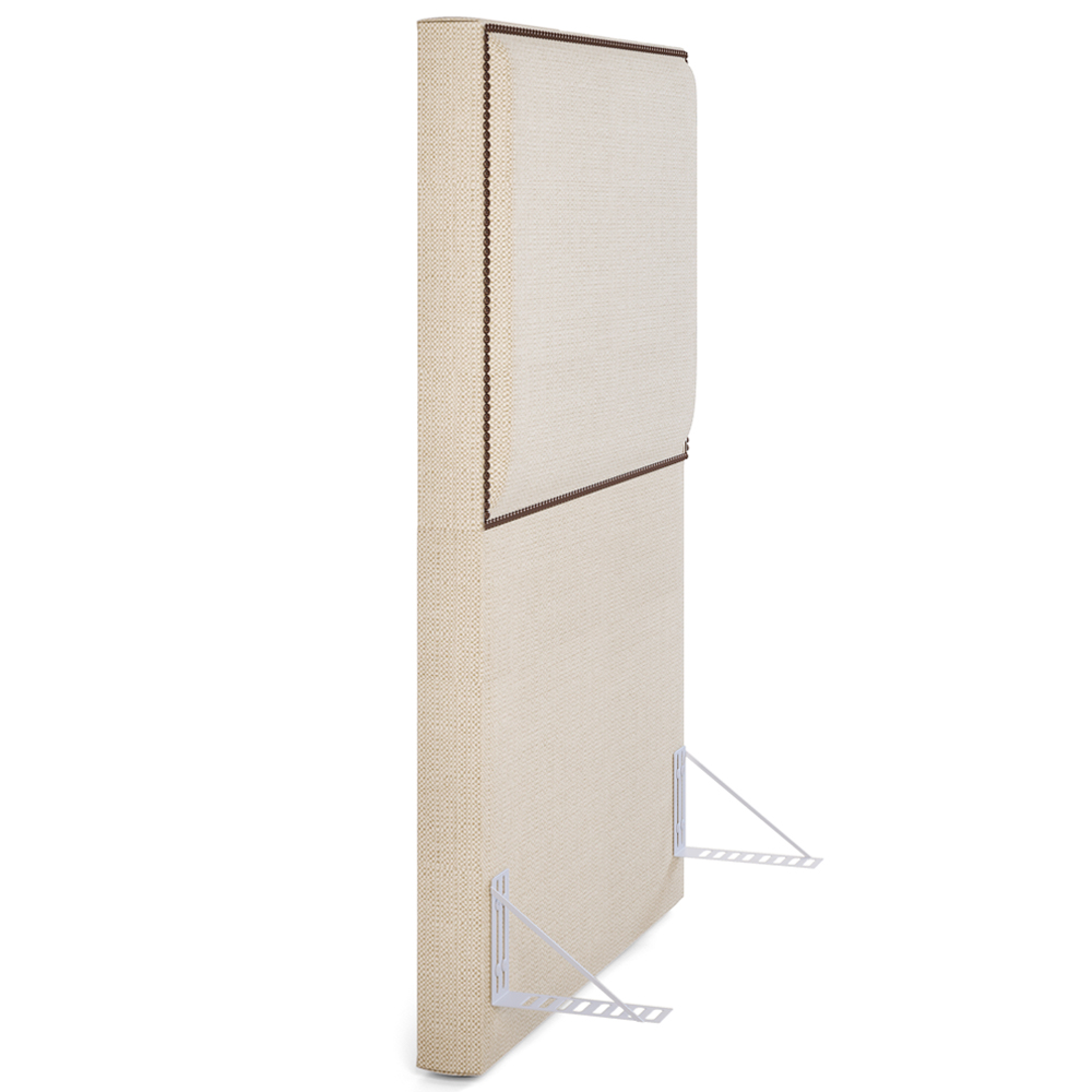 Cabeceira Cama Box Solteiro Com Tachas 100 cm Vicenza L02 Linho Champagne - Lyam Decor