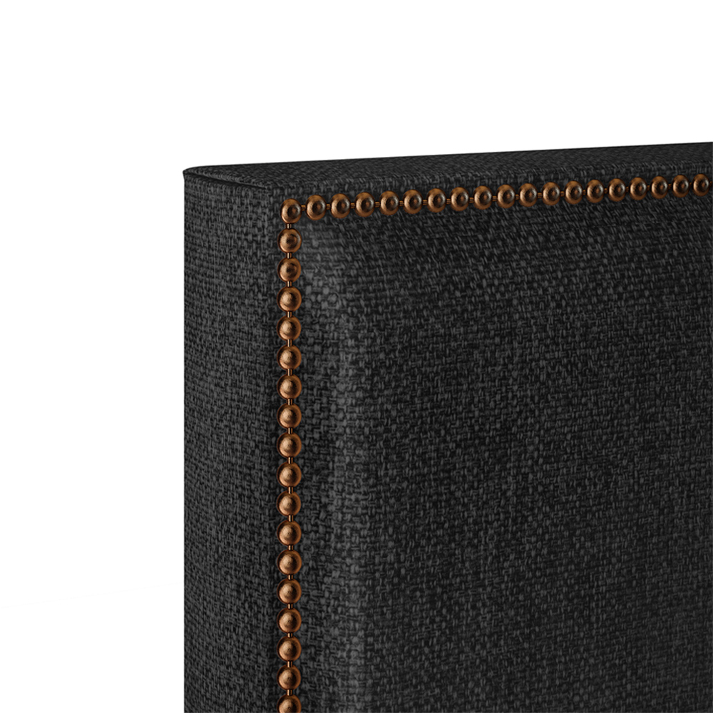 Cabeceira Cama Box Solteiro Com Tachas 100 cm Vicenza L02 Linho Chumbo - Lyam Decor