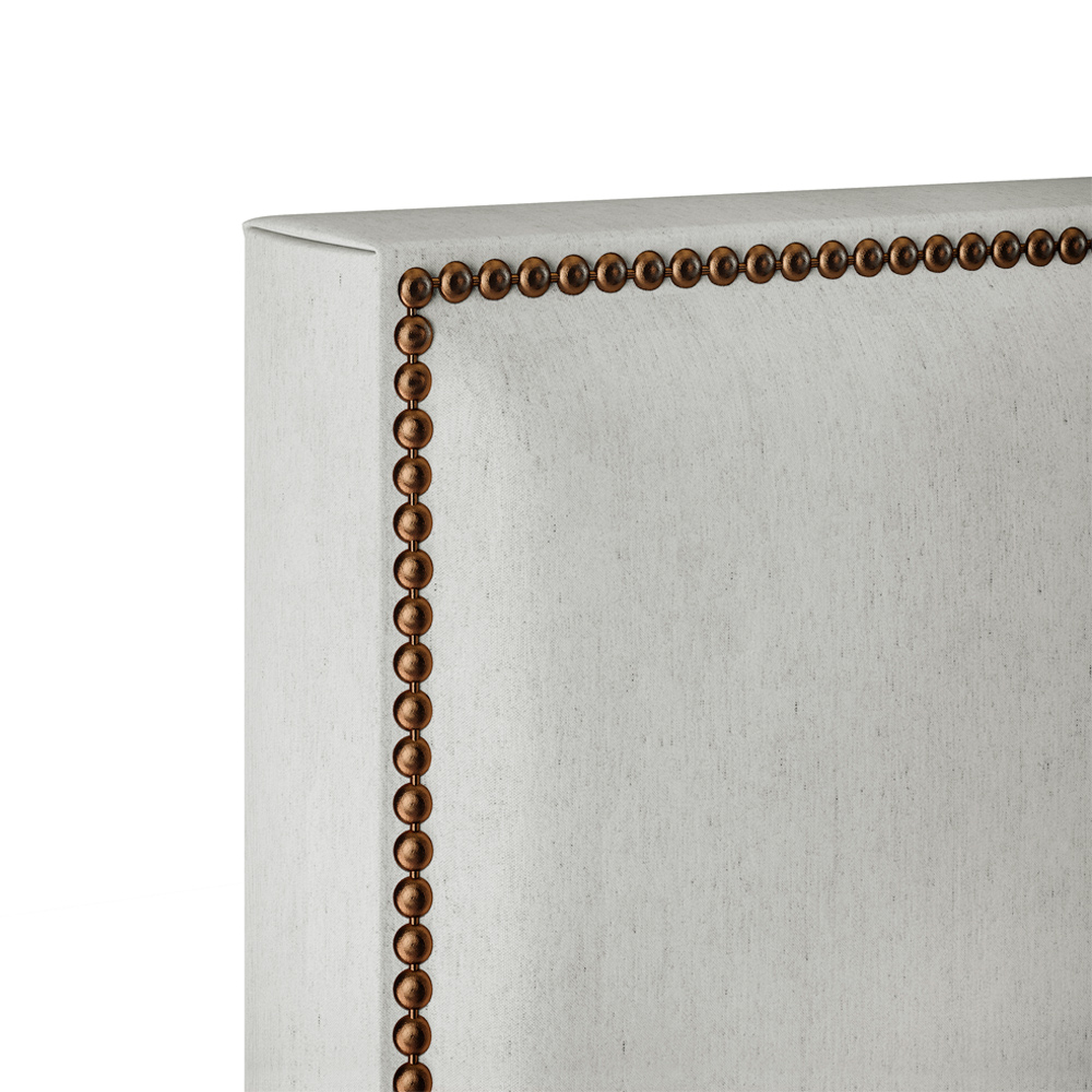 Cabeceira Cama Box Solteiro Com Tachas 100 cm Vicenza L02 Linho Cinza - Lyam Decor