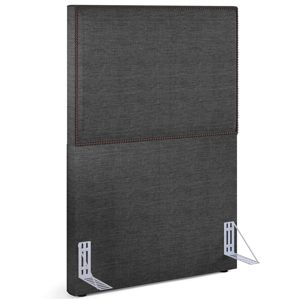 Cabeceira Cama Box Solteiro Com Tachas 100 cm Vicenza L02 Linho Cinza Escuro - Lyam Decor